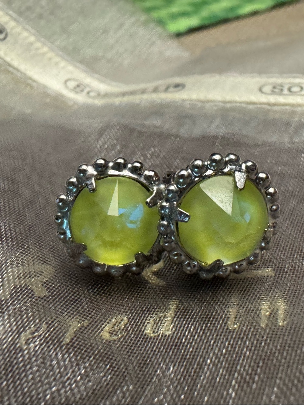 Sorrelli Lime Green Crystal Stud Earrings